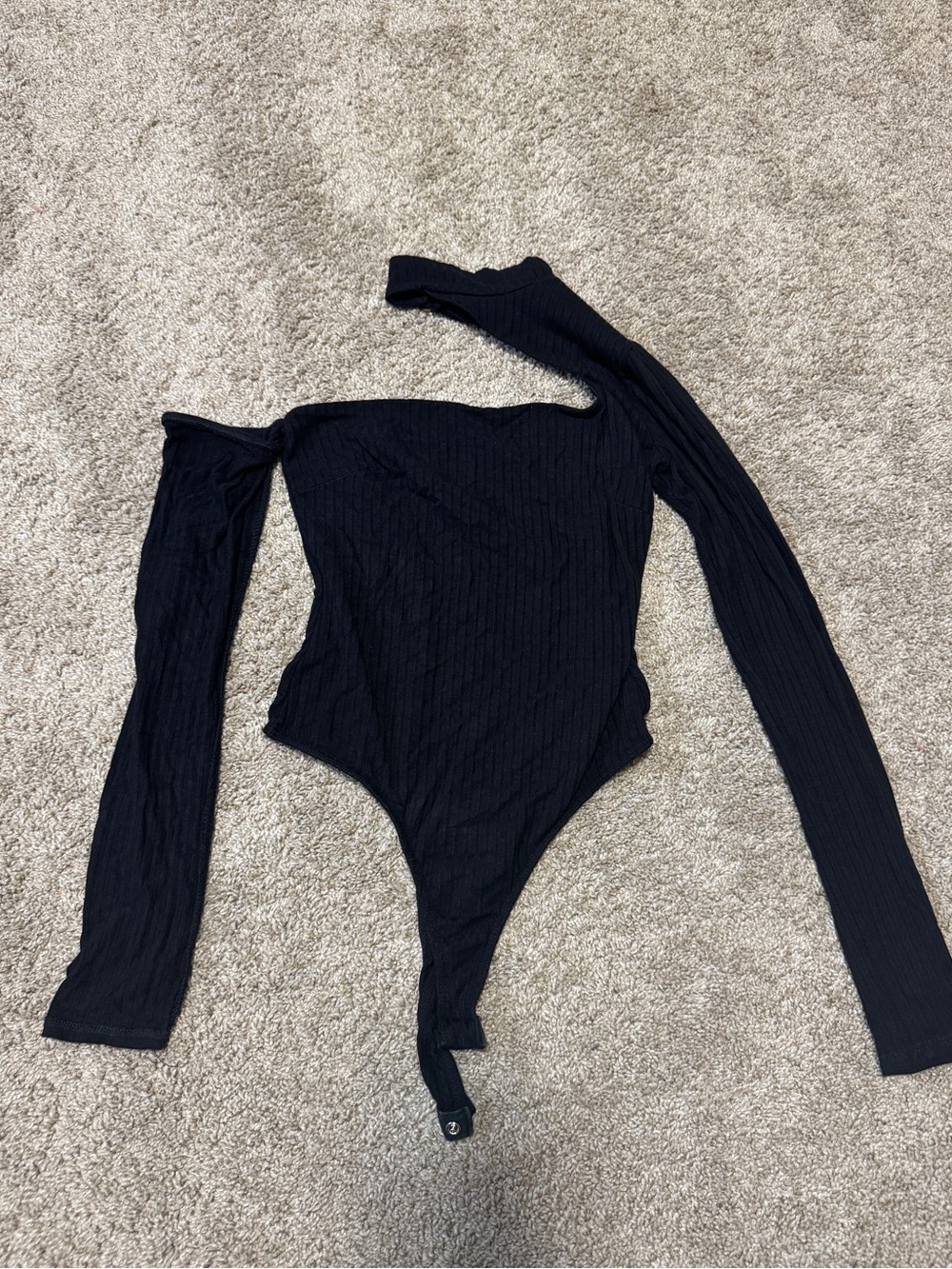 Small Women’s Fashion Nova Black One-Piece Bodysuit with Long Sleeve